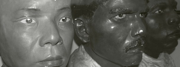 Face cast in plaster, different ethnic origin