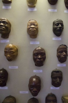 Face cast in plaster, different ethnic origin