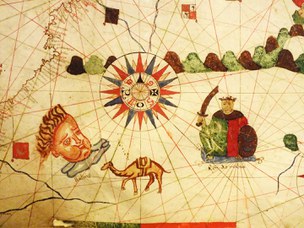 Detail of the Mediterranean nautical map by Banet Panadès (Palermo, 1556)
