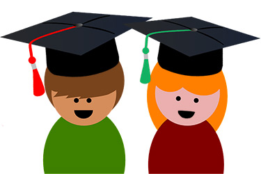 Disegno di bambini con cappello da laureati