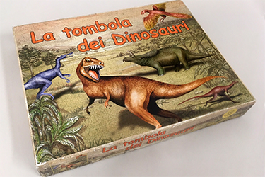Scatola del gioco "Tombola dei dinosauri"