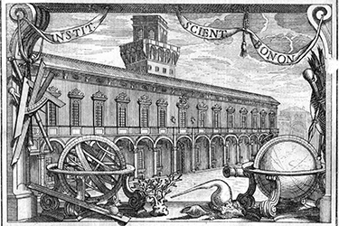Stampa raffigurante la sede dell'Istituto delle Scienze
