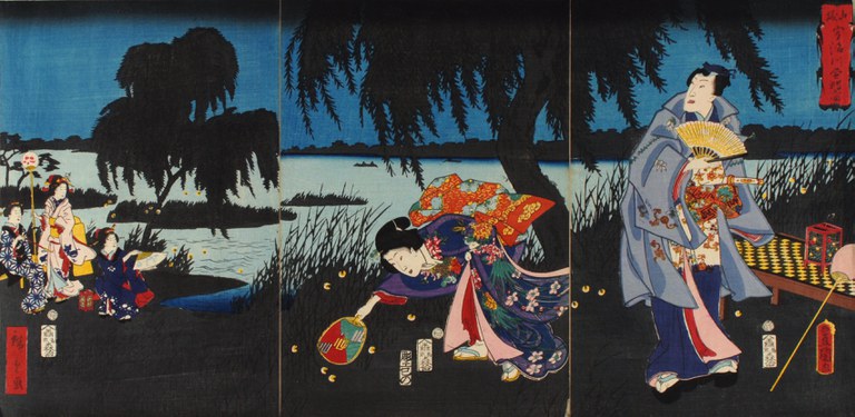 Xilografia giapponese notturno