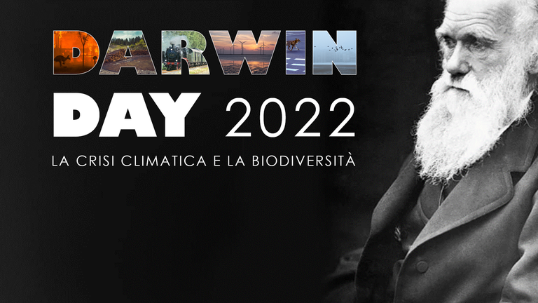 Frontespizio cartolina Darwin Day 2022 con foto di Charles Darwin