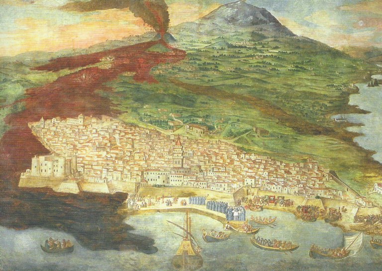 Eruzione dell'Etna del 1699 dipinta nella cattedrale di Catania