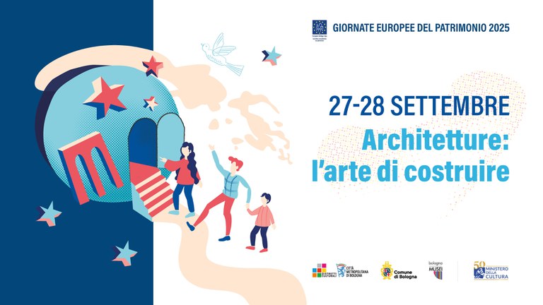 Grafica delle Giornate Europee del Patrimonio 2025 - 27-28 settembre. Architetture: l'arte di costruire