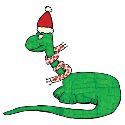 Disegno dinosauro con cappello natalizio