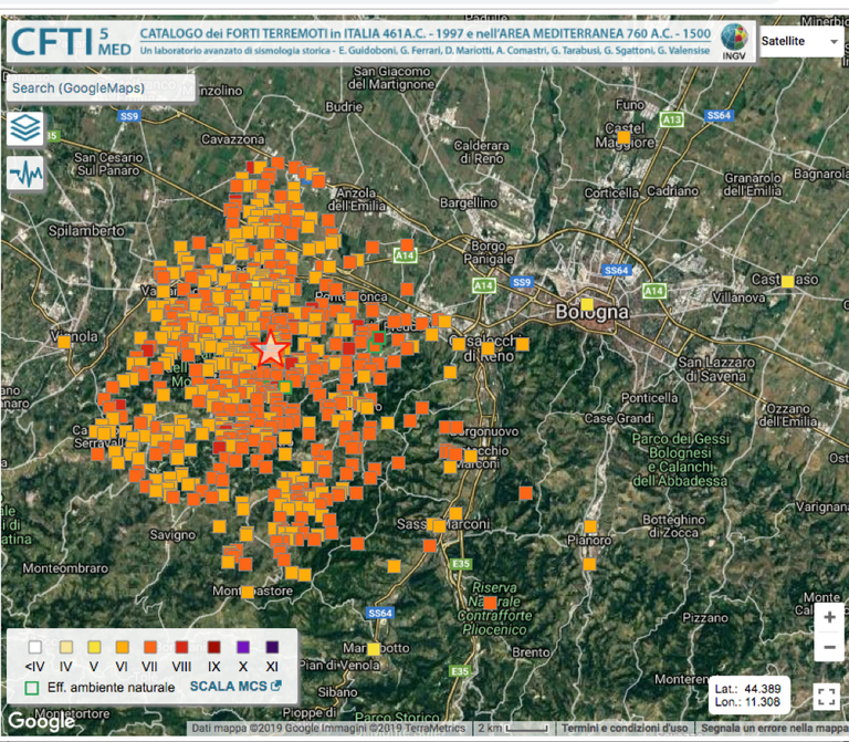 mappa terremoti emilia romagna